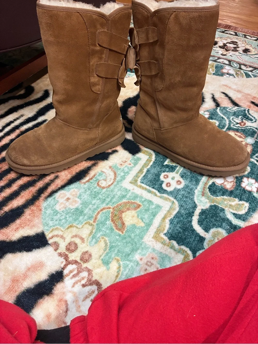 UGG Allegra Double Bow II Tall Boot in Chestnut SIZE 8